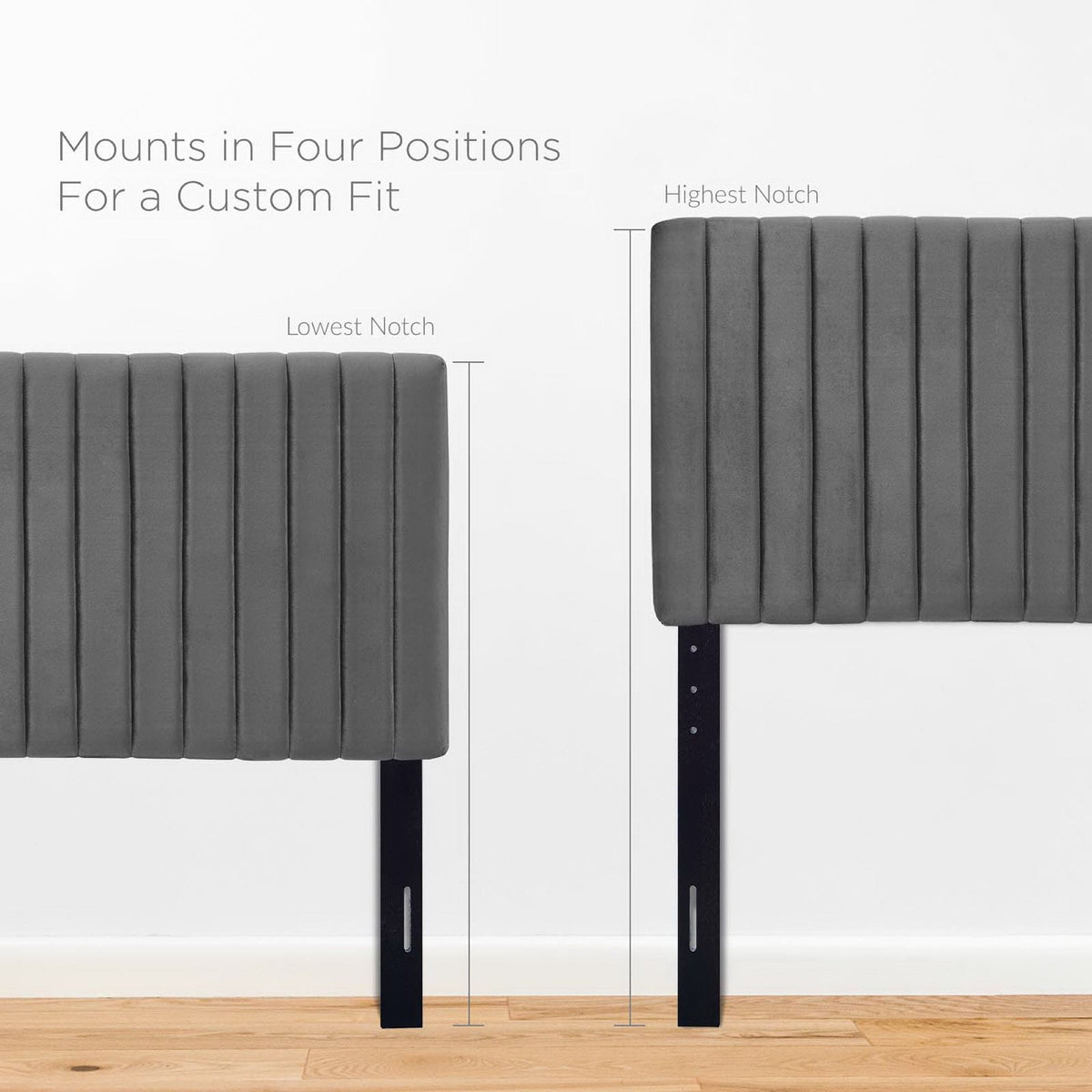 Keira Performance Velvet Headboard grey velvet with vertical channel tufting by Modway on Tampa Home & Garden Store