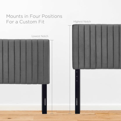 Keira Performance Velvet Headboard grey velvet with vertical channel tufting by Modway on Tampa Home & Garden Store