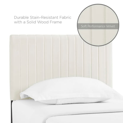 Keira Performance Velvet Headboard by Modway in cream soft velvet with vertical channeling on Tampa Home & Garden Store
