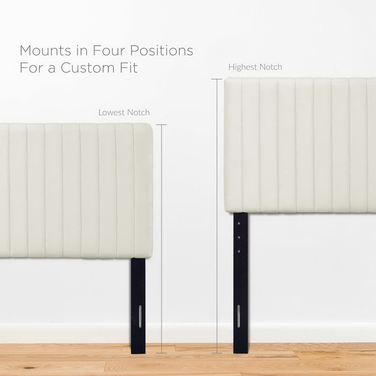 Keira Performance Velvet Headboard by Modway, beige panels with black rails, four-position mount on Tampa Home & Garden Store