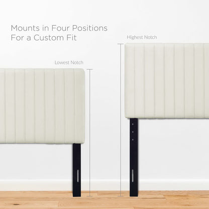 Keira Performance Velvet Headboard by Modway, beige panels with black rails, four-position mount on Tampa Home & Garden Store