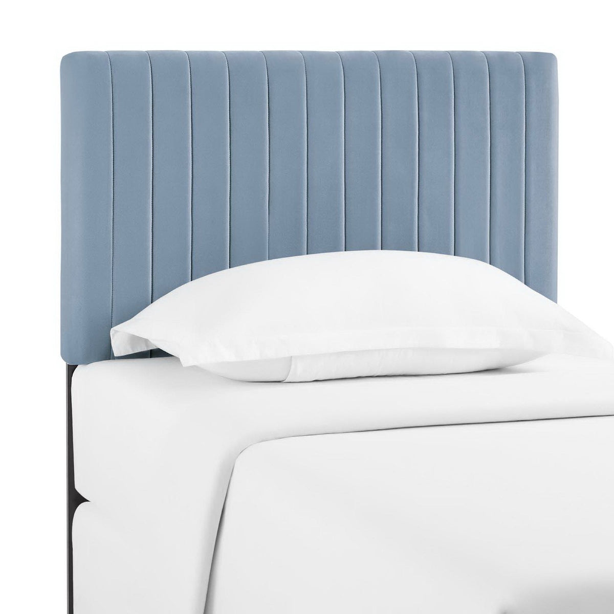Keira performance velvet headboard blue with vertical channel tufting for a bedroom Modway on Tampa Home & Garden Store