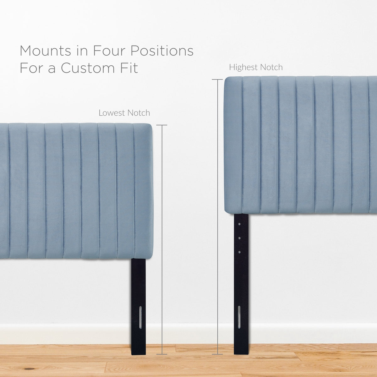 Keira Performance Velvet Headboard blue velvet with vertical tufting for bedroom by Modway on Tampa Home & Garden Store