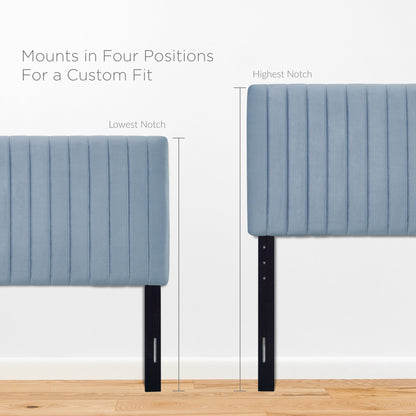Keira Performance Velvet Headboard blue velvet with vertical tufting for bedroom by Modway on Tampa Home & Garden Store