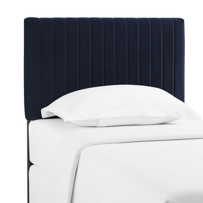 Keira Performance Velvet Headboard navy blue with vertical channel tufting by Modway on Tampa Home & Garden Store