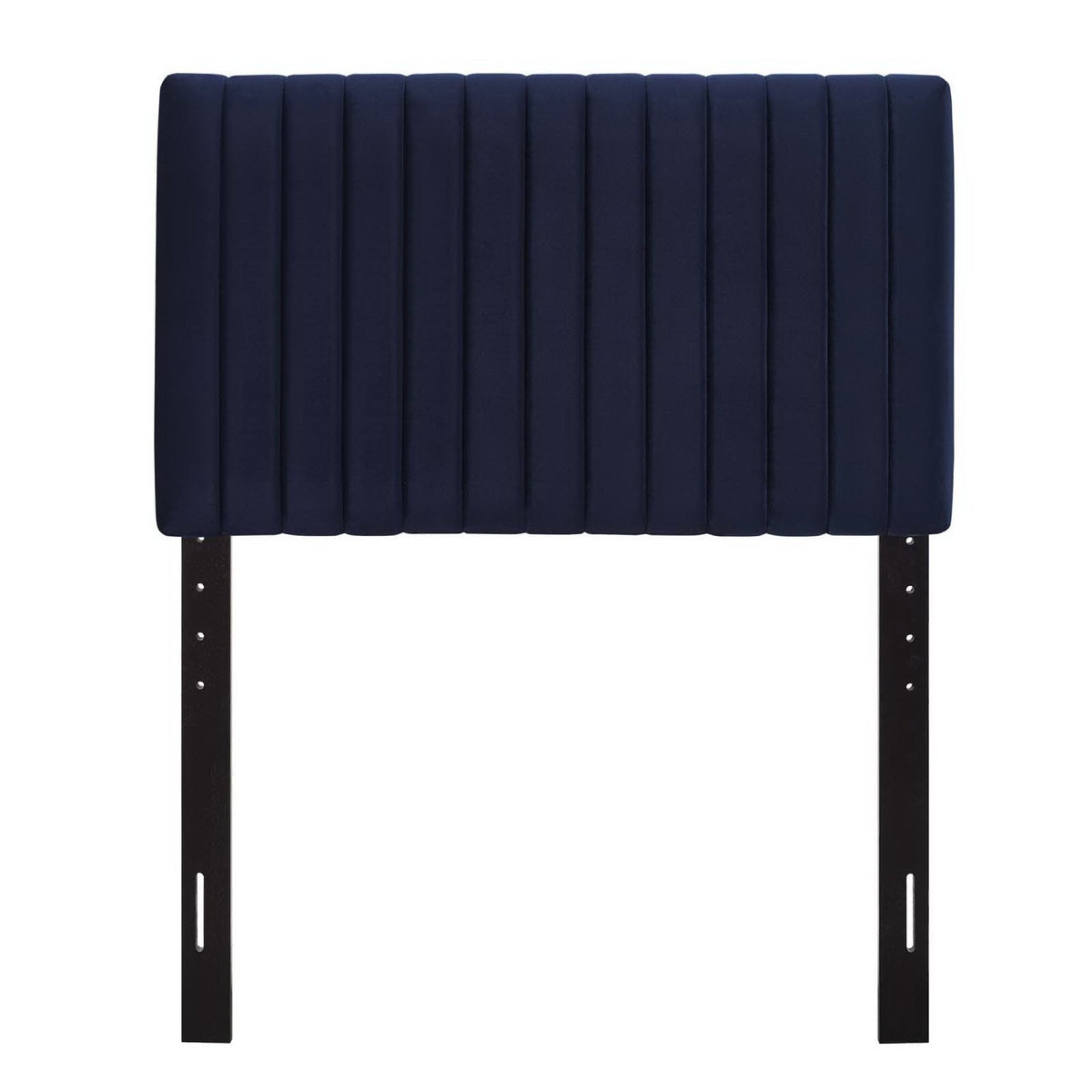 Keira Performance Velvet Headboard navy velvet with vertical channel tufting and metal legs on Tampa Home & Garden Store