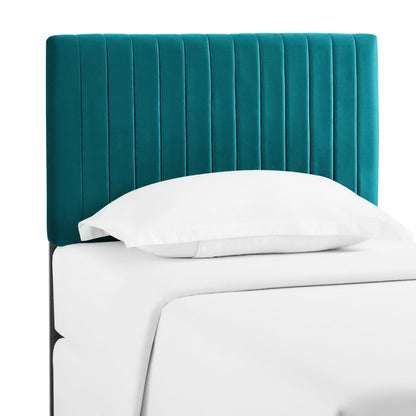 Keira Performance Velvet Headboard by Modway, teal upholstered headboard with vertical channels on Tampa Home & Garden Store