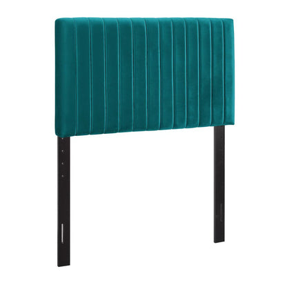 Keira Performance Velvet Headboard by Modway teal velvet with channel tufting and metal legs on Tampa Home & Garden Store