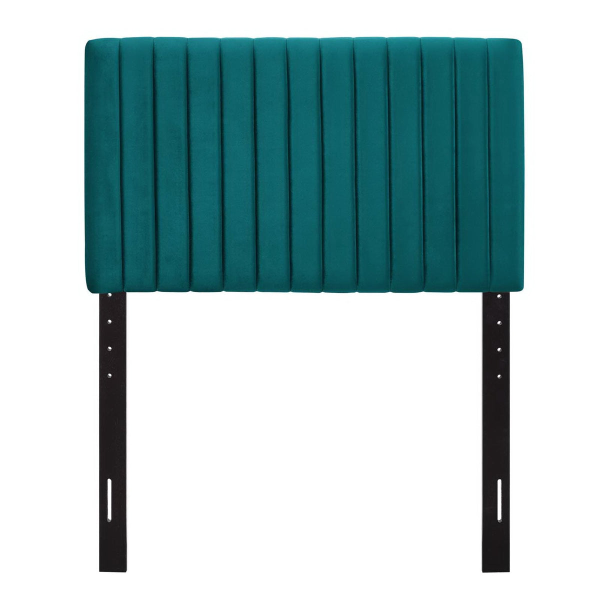 Keira Velvet Headboard by Modway in teal with vertical channel tufting and black legs on Tampa Home & Garden Store