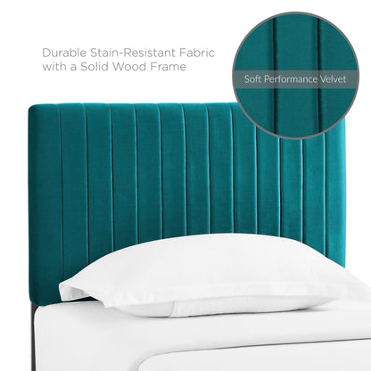 Keira Performance Velvet Headboard by Modway in teal velvet with vertical channel tufting on Tampa Home & Garden Store