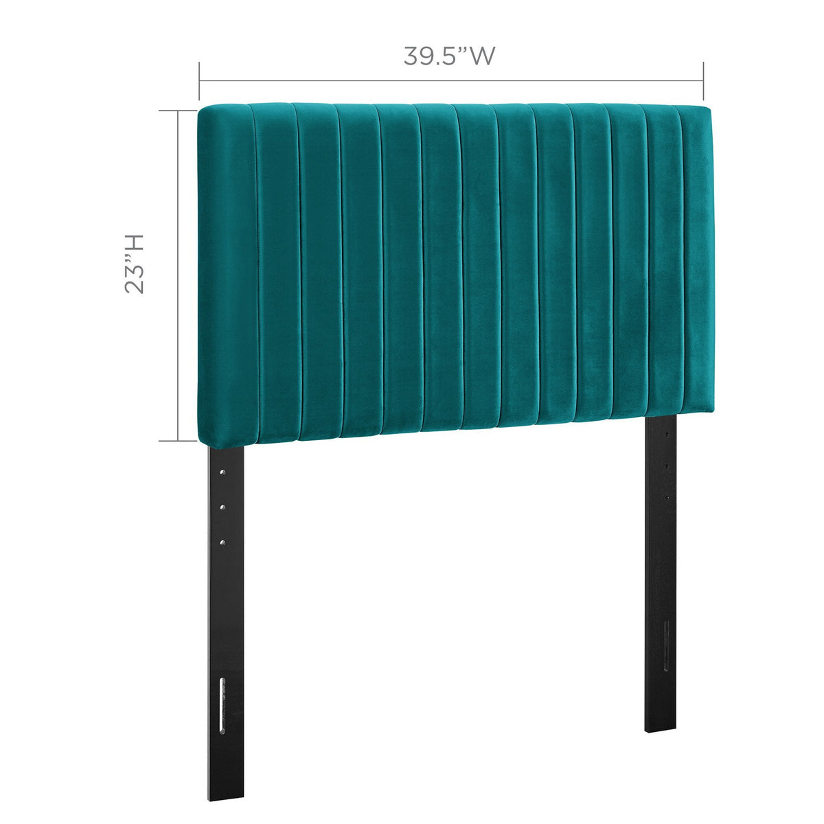 Keira Performance Velvet Headboard Modway teal velvet with channel tufting on black metal legs on Tampa Home & Garden Store