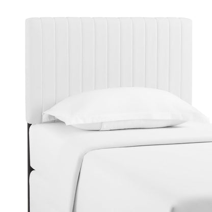 Keira Faux Leather Headboard white vertical-channel panels by Modway on Tampa Home & Garden Store