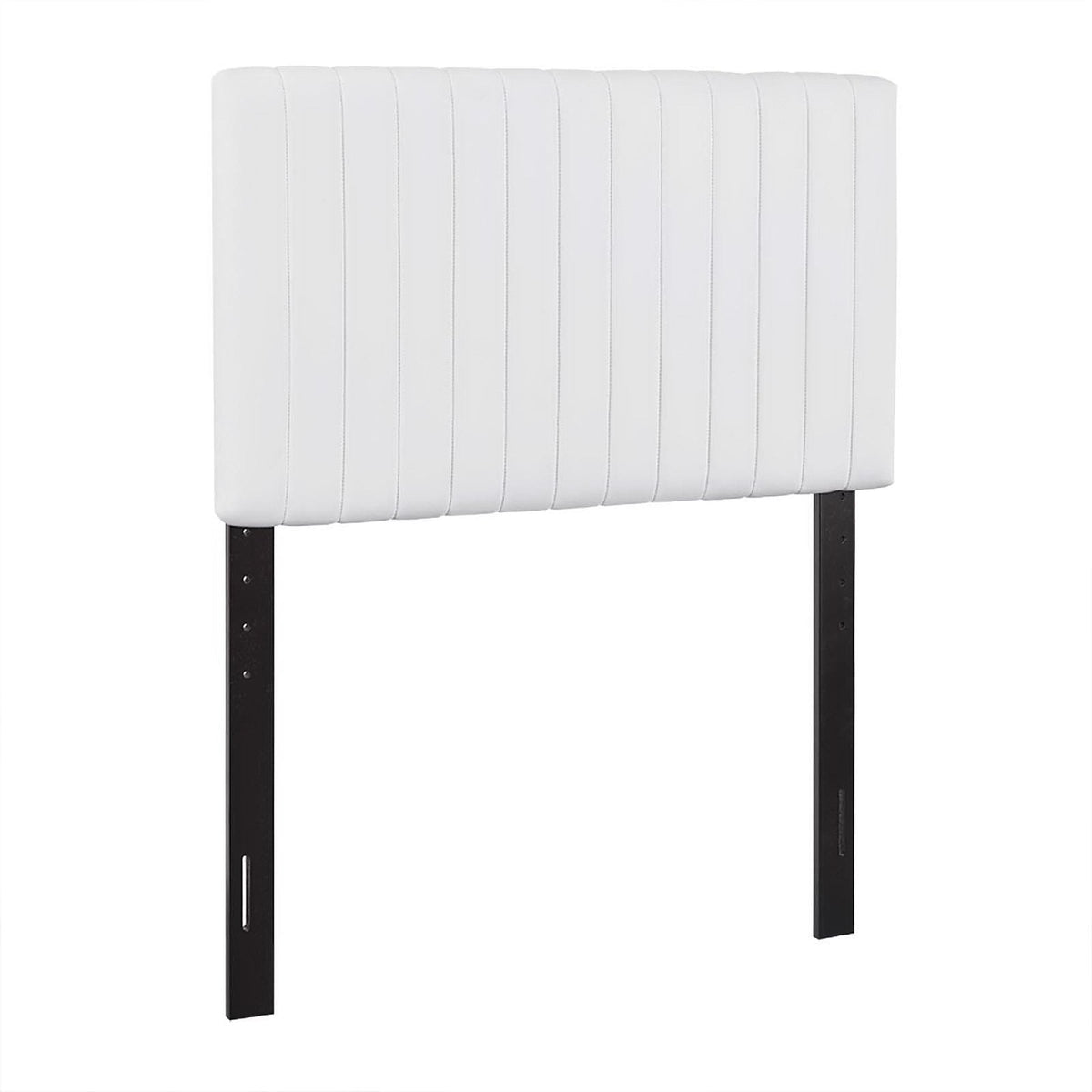 Keira Faux Leather Headboard by Modway, white vertical-channel headboard with metal legs on Tampa Home & Garden Store