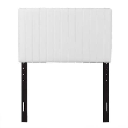 Keira Faux Leather Headboard by Modway, white faux leather with vertical channels for beds on Tampa Home & Garden Store