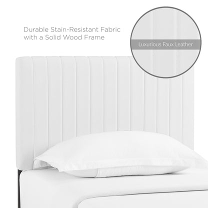 Keira Faux Leather Headboard by Modway in white with vertical channel stitching on Tampa Home & Garden Store