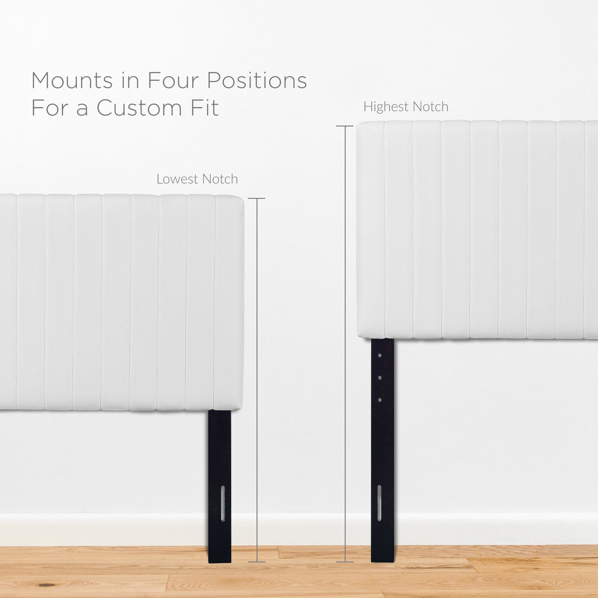 Keira Faux Leather Headboard by Modway, pair of white quilted panels on black metal rails on Tampa Home & Garden Store