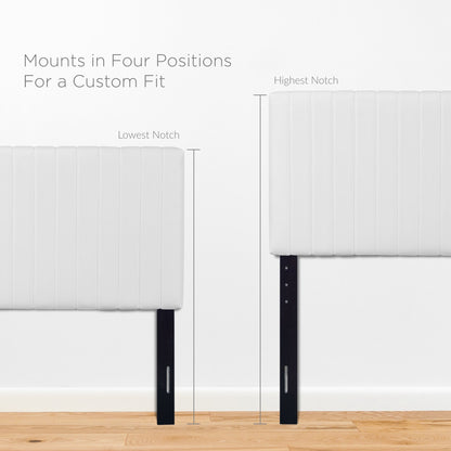 Keira Faux Leather Headboard by Modway, pair of white quilted panels on black metal rails on Tampa Home & Garden Store