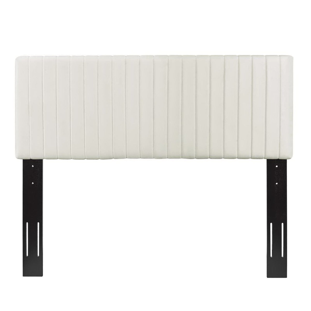 Keira Performance Velvet Headboard by Modway, white velvet with vertical tufting, black legs on Tampa Home & Garden Store