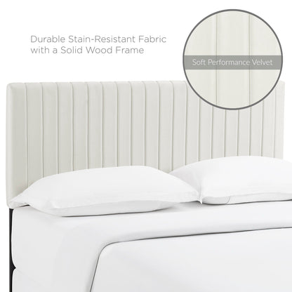 Keira Performance Velvet Headboard by Modway in white velvet with vertical channel tufting on Tampa Home & Garden Store