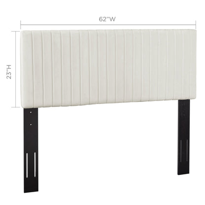 Keira performance velvet headboard ivory with vertical channel tufting and dark metal legs on Tampa Home & Garden Store