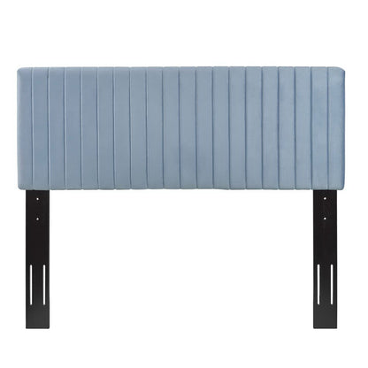 Keira Performance Velvet Headboard Modway blue velvet upholstered with vertical channel panels on Tampa Home & Garden Store