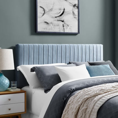 Keira Performance Velvet Headboard by Modway blue velvet with vertical channel tufting on Tampa Home & Garden Store
