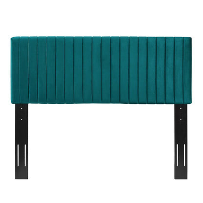 Keira Performance Velvet Headboard by Modway teal velvet with channel tufting and black legs on Tampa Home & Garden Store