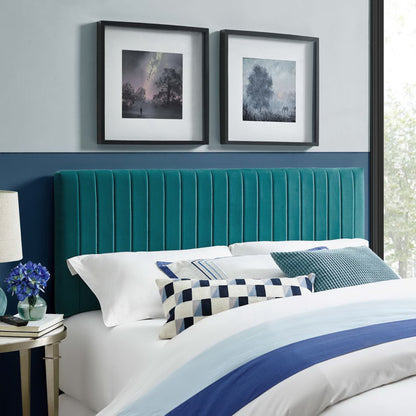 Keira Performance Velvet Headboard by Modway in teal velvet with vertical channel tufting on Tampa Home & Garden Store