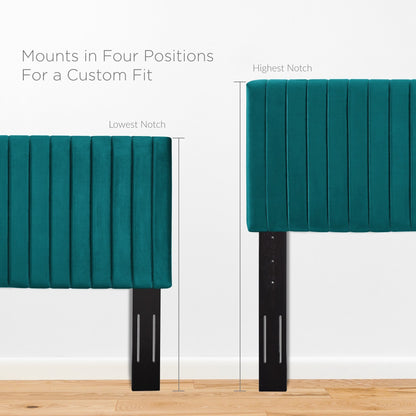 Keira Performance Velvet Headboard by Modway in teal velvet with vertical channel tufting on Tampa Home & Garden Store