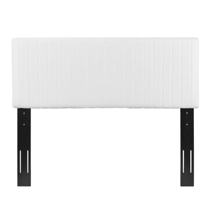 Keira Faux Leather Headboard white vertical channel stitching black metal legs Modway on Tampa Home & Garden Store