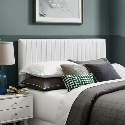 Keira Faux Leather Headboard by Modway in white with vertical channel tufting on Tampa Home & Garden Store