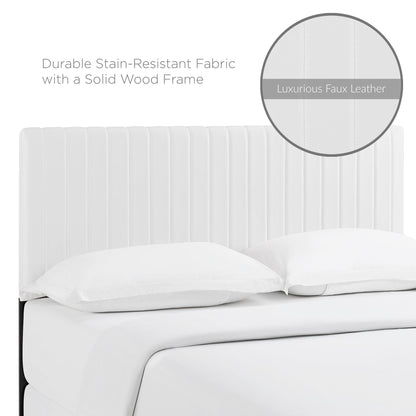 Keira faux leather headboard in white with vertical tufting on a frame by HouseOfZazla on Tampa Home & Garden Store