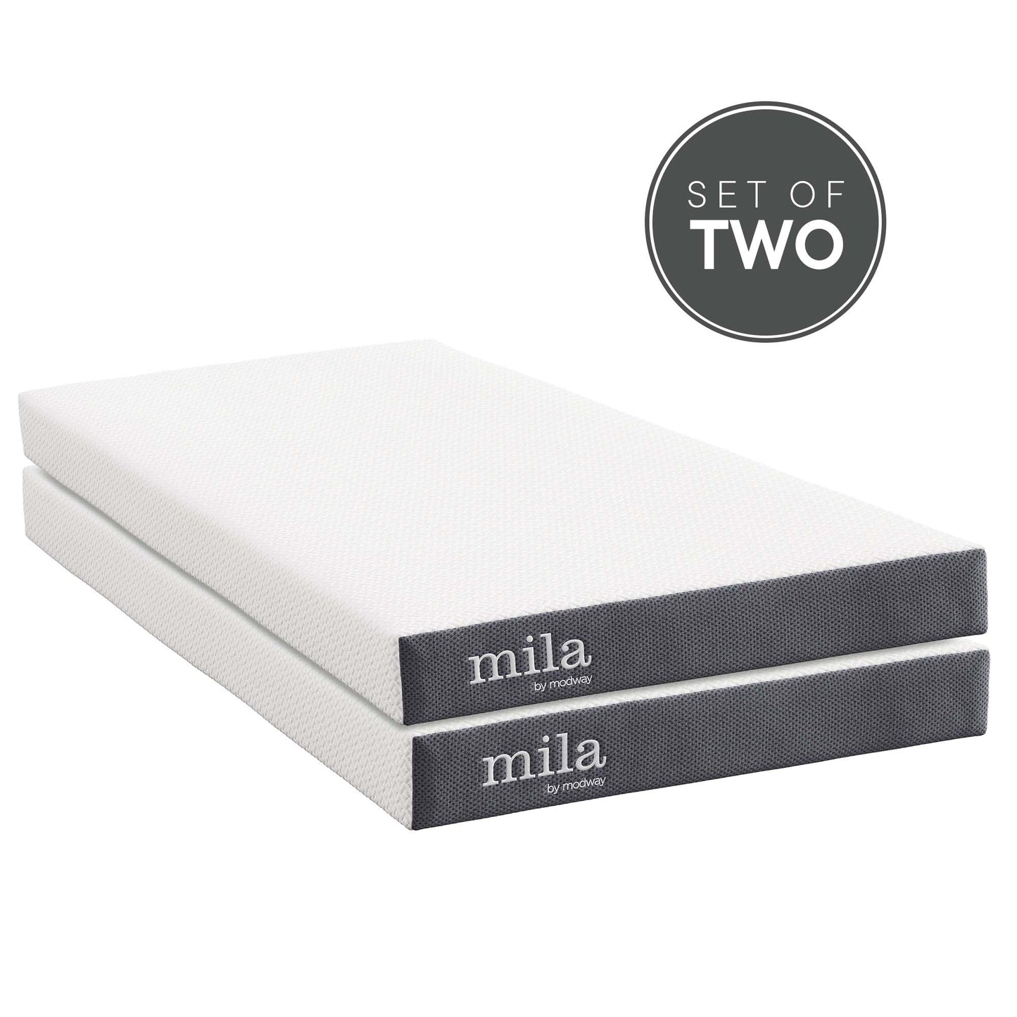 Mila 6 Inch Foam Twin Mattress Set of 2 by Modway
