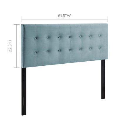 Headboard Emily Biscuit Tufted Performance Velvet Queen in soft blue by Modway on Tampa Home & Garden Store