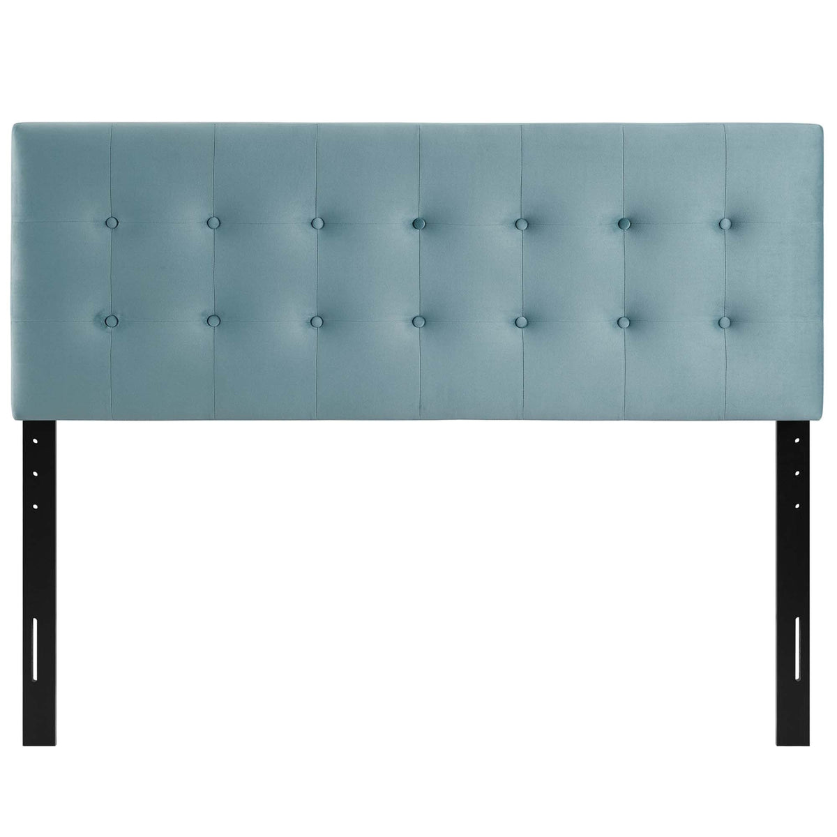 Emily Biscuit Tufted Performance Velvet Queen Headboard in light blue with button tufting on Tampa Home & Garden Store