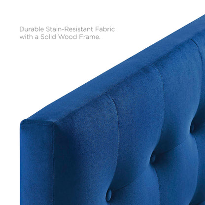Emily Biscuit Tufted Performance Velvet Queen Headboard by Modway in rich blue on Tampa Home & Garden Store