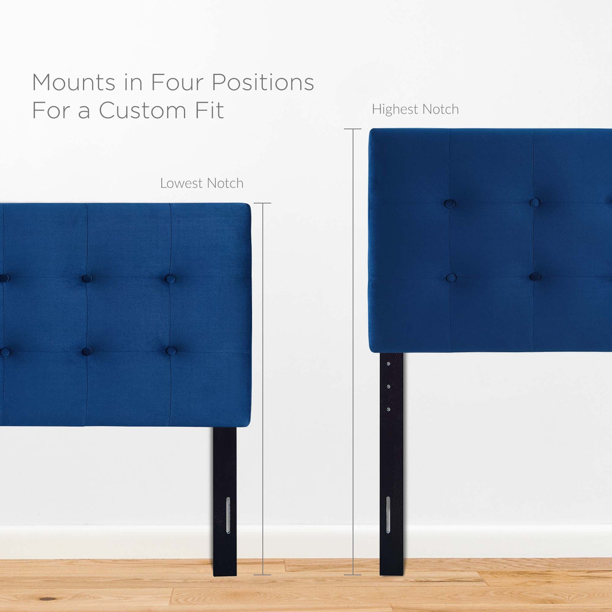 Emily Biscuit Tufted Performance Velvet Queen Headboard pair in blue by Modway on Tampa Home & Garden Store