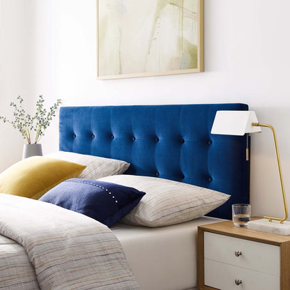 Emily Biscuit Tufted Performance Velvet Queen Headboard blue velvet by Modway on Tampa Home & Garden Store