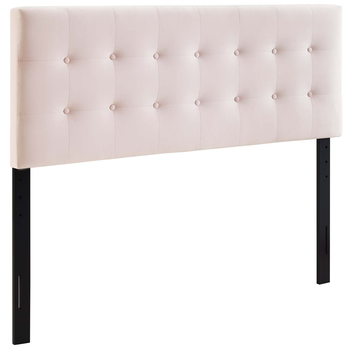 Emily Biscuit Tufted Performance Velvet Queen Headboard in pale blush velvet with button tufting on Tampa Home & Garden Store