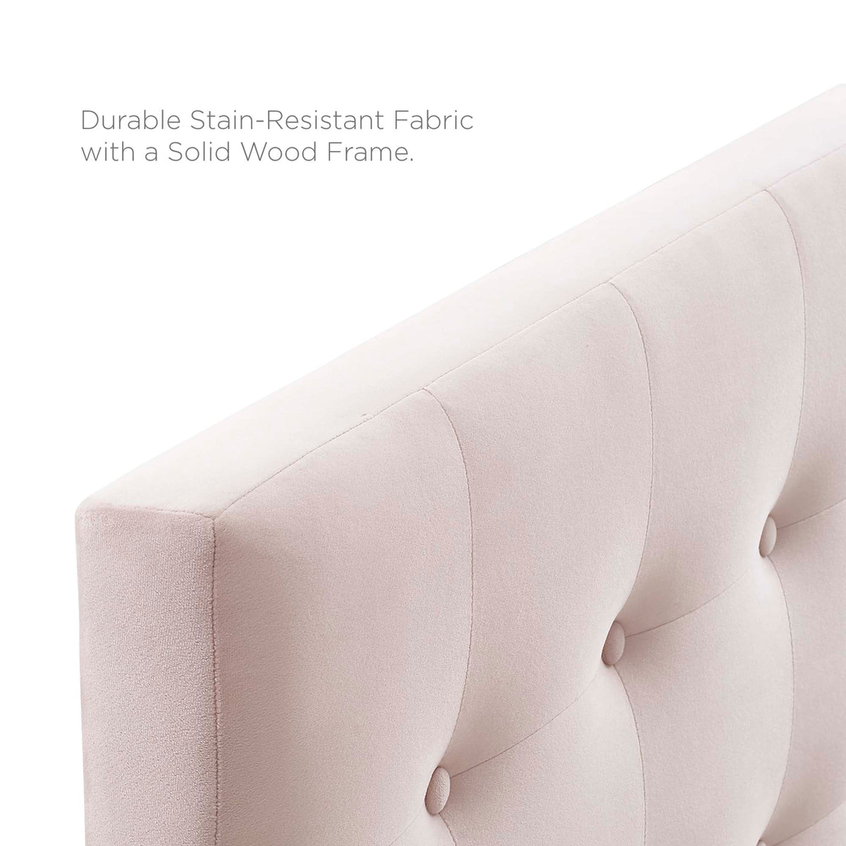 Emily Biscuit Tufted Performance Velvet Queen Headboard in blush pink fabric on Tampa Home & Garden Store