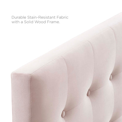 Emily Biscuit Tufted Performance Velvet Queen Headboard in blush pink fabric on Tampa Home & Garden Store