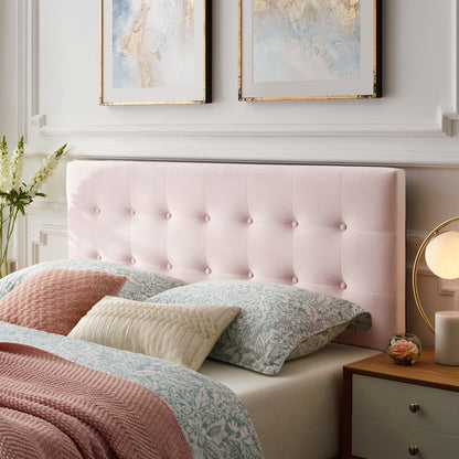 Emily Biscuit Tufted Performance Velvet Queen Headboard in blush pink by Modway on Tampa Home & Garden Store