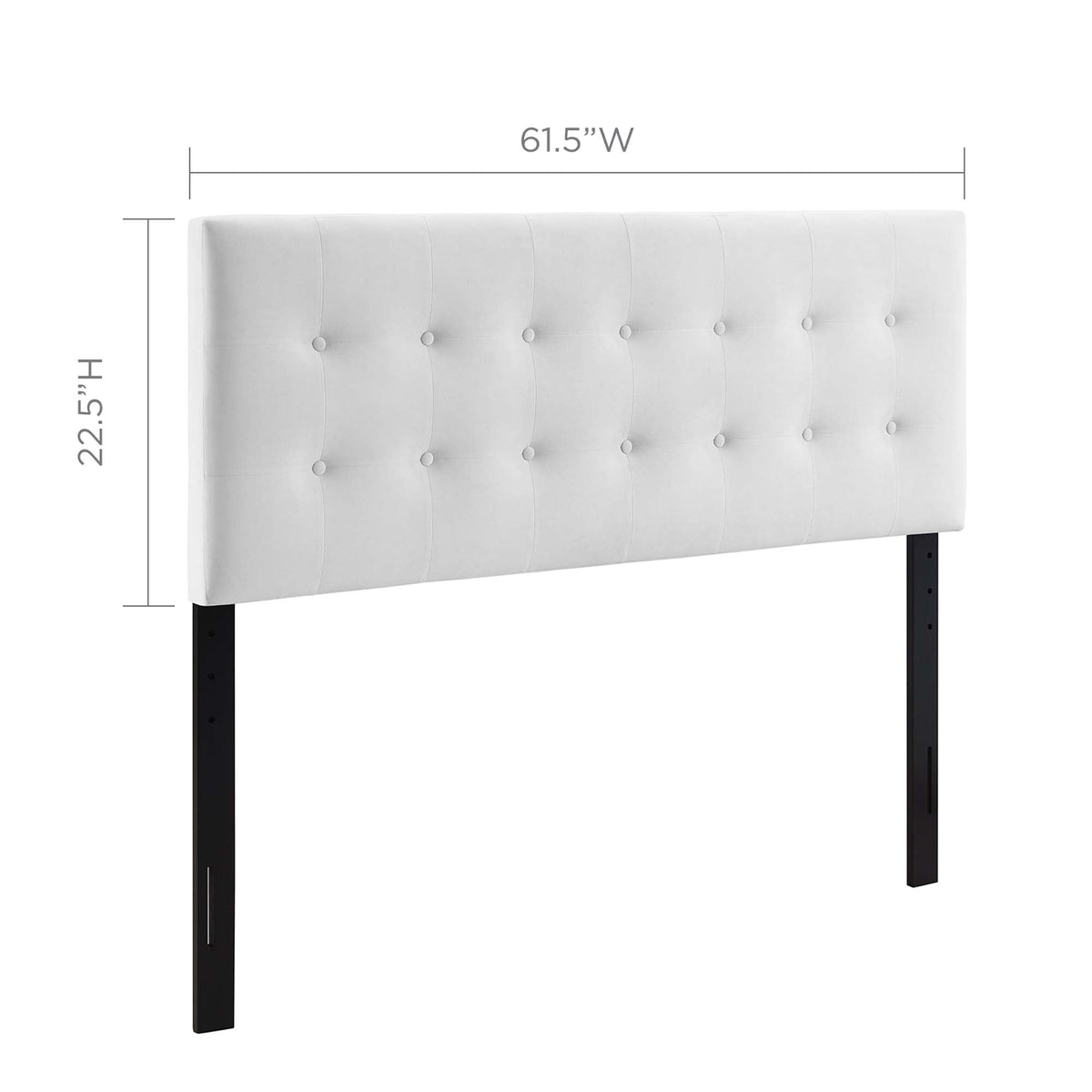 Emily Biscuit Tufted Performance Velvet Queen Headboard white button-tufted with black legs on Tampa Home & Garden Store