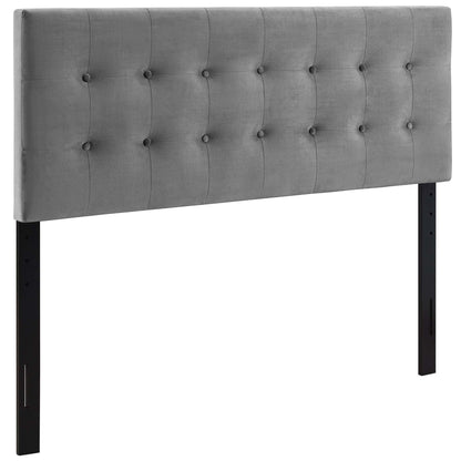 Emily Biscuit Tufted King Headboard by Modway in gray performance velvet with black legs on Tampa Home & Garden Store