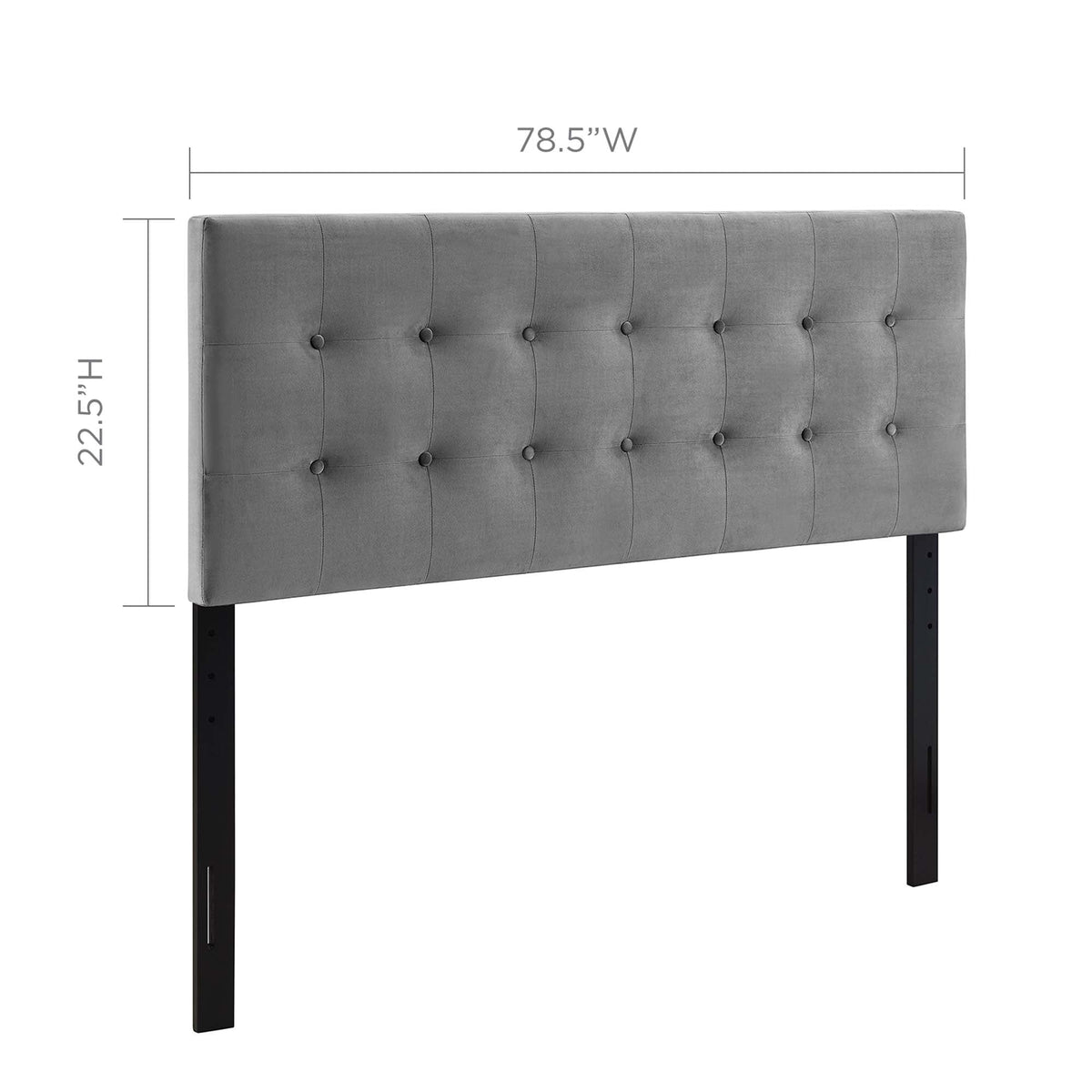 Emily Biscuit Tufted King Headboard in gray velvet with button tufting HouseOfZazla on Tampa Home & Garden Store