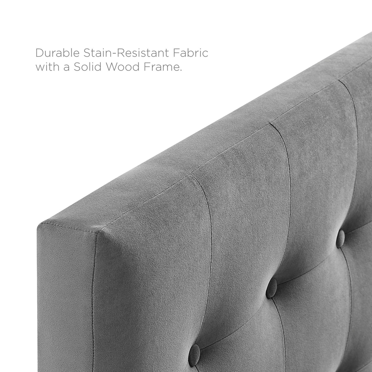 Emily Biscuit Tufted Performance Velvet King Headboard gray with curved panels on Tampa Home & Garden Store