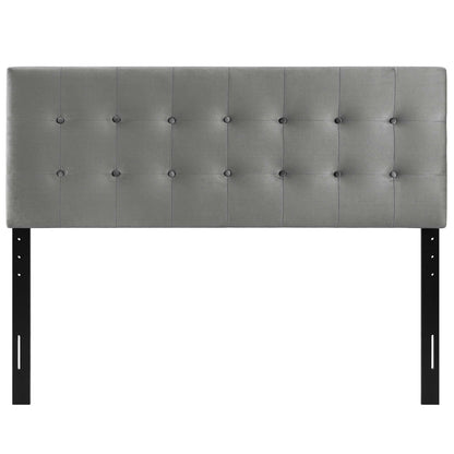 King headboard Emily Biscuit Tufted Velvet gray with button tufting by HouseOfZazla on Tampa Home & Garden Store