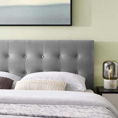 Emily Biscuit Tufted Performance Velvet King Headboard in gray by Modway on Tampa Home & Garden Store