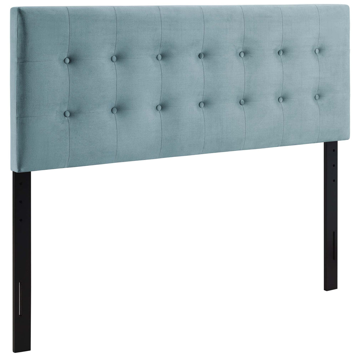 Emily Biscuit Tufted King Headboard teal velvet with tufting and black legs HouseOfZazla on Tampa Home & Garden Store
