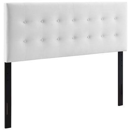 Emily Biscuit Tufted Velvet King Headboard white with black legs on Tampa Home & Garden Store